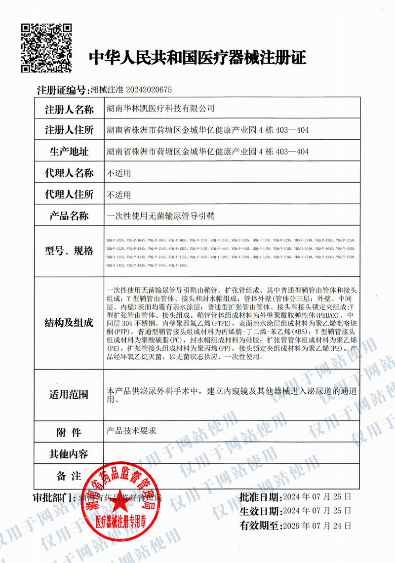 一次性使用無菌輸尿管導引鞘注冊證
